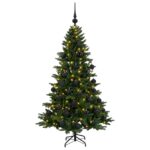 vidaXL Umelý vianočný stromček s vianočnými guľami 150 cm 150 LED – Obrázok 4