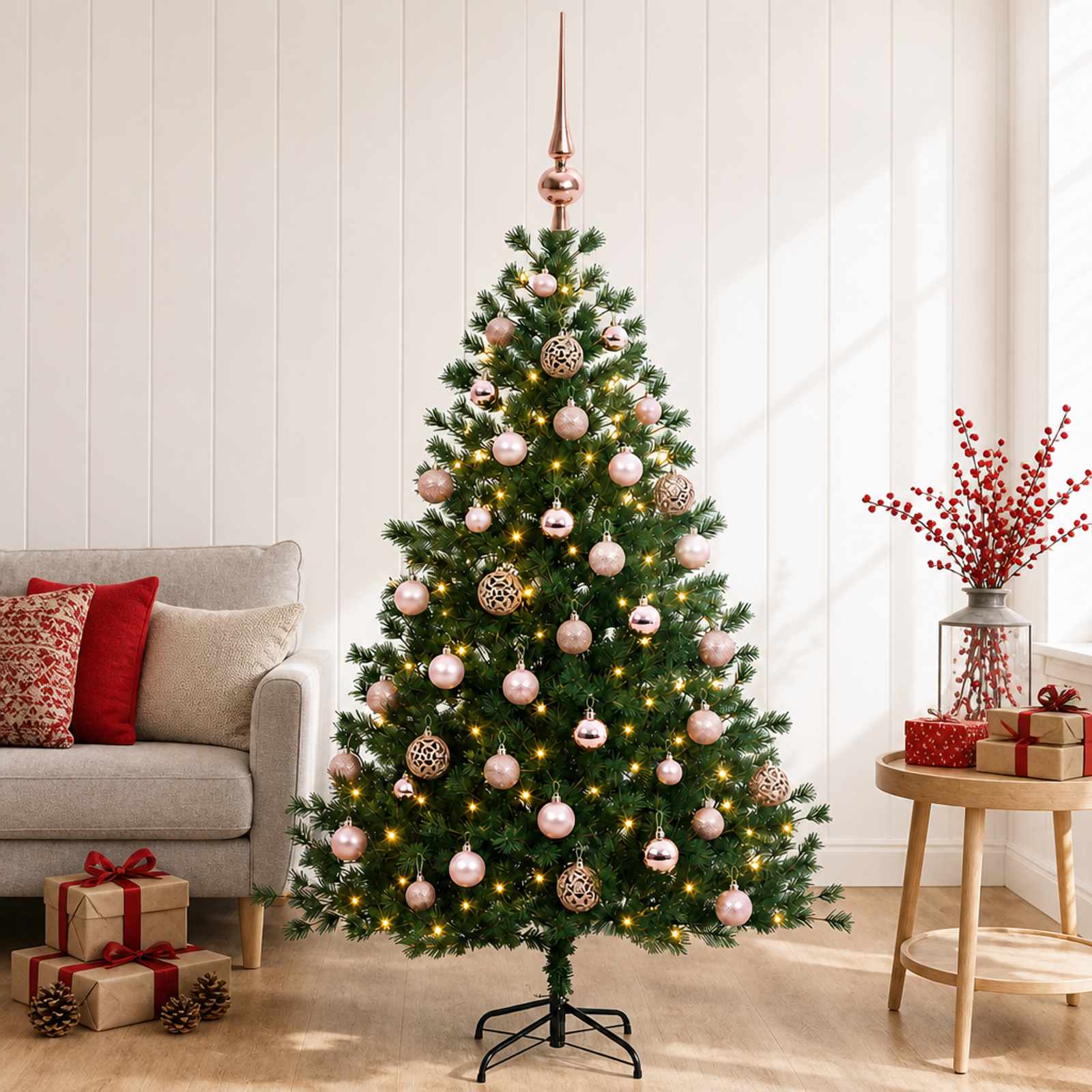 3465746_1.jpg vidaXL Umelý vianočný stromček s vianočnými guľami 150 cm 150 LED – Obrázok 1