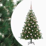 vidaXL Umelý vianočný stromček s vianočnými guľami 150 cm 150 LED – Obrázok 2