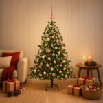 vidaXL Umelý vianočný stromček s vianočnými guľami 150 cm 150 LED – Obrázok 3