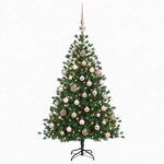 vidaXL Umelý vianočný stromček s vianočnými guľami 150 cm 150 LED – Obrázok 4