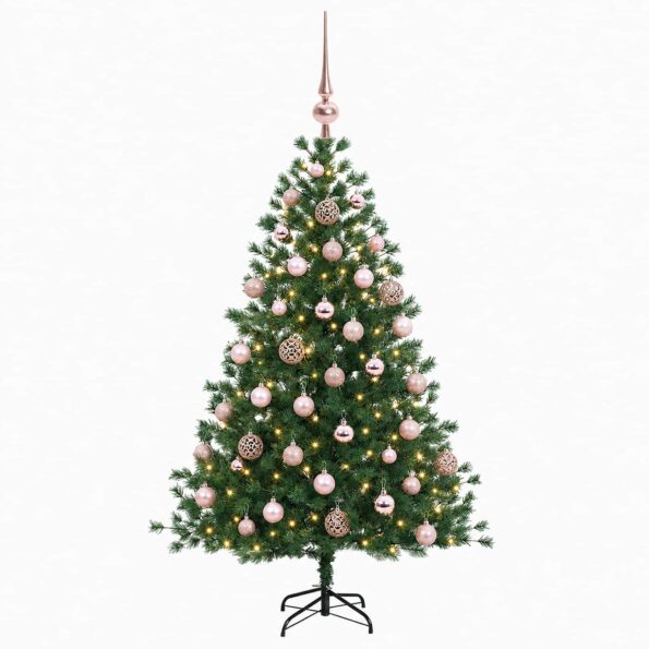 vidaXL Umelý vianočný stromček s vianočnými guľami 150 cm 150 LED – Obrázok 4