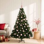 vidaXL Umelý vianočný stromček s guľami 120 cm 150 LED Teplá biela