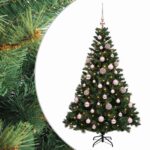 vidaXL Umelý vianočný stromček s guľami 120 cm 150 LED Teplá biela – Obrázok 2