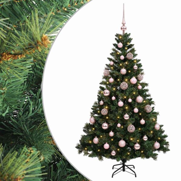 vidaXL Umelý vianočný stromček s guľami 120 cm 150 LED Teplá biela – Obrázok 2