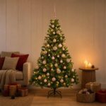 vidaXL Umelý vianočný stromček s guľami 120 cm 150 LED Teplá biela – Obrázok 3
