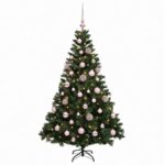 vidaXL Umelý vianočný stromček s guľami 120 cm 150 LED Teplá biela – Obrázok 4