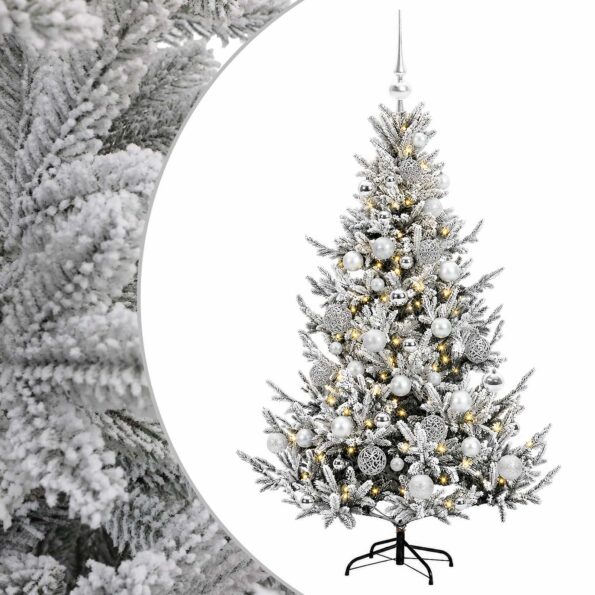 vidaXL Umelý vianočný stromček s vianočnými guľami 120 cm 150 LED – Obrázok 2