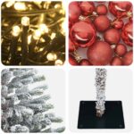 vidaXL Umelý vianočný stromček s vianočnými guľami 120 cm 150 LED – Obrázok 7