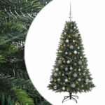 vidaXL Umelý vianočný stromček s guľami 120 cm 150 LED Teplá biela – Obrázok 2