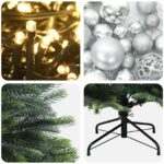 vidaXL Umelý vianočný stromček s guľami 120 cm 150 LED Teplá biela – Obrázok 7