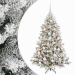 vidaXL Umelý vianočný stromček s guľami 150 cm 150 LED Teplá biela – Obrázok 2