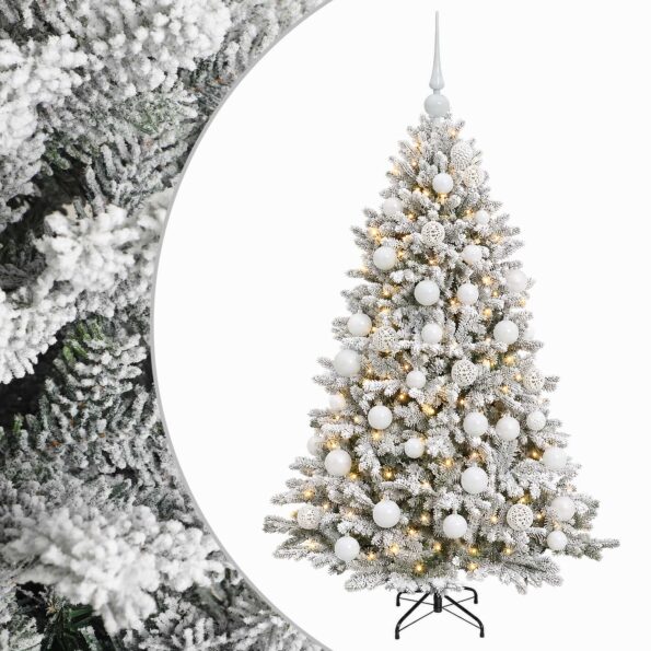 vidaXL Umelý vianočný stromček s guľami 150 cm 150 LED Teplá biela – Obrázok 2