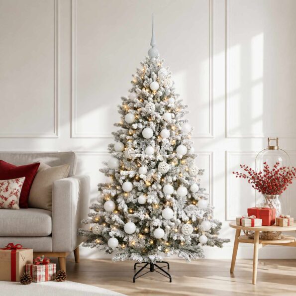 vidaXL Umelý vianočný stromček s guľami 150 cm 150 LED Teplá biela – Obrázok 3