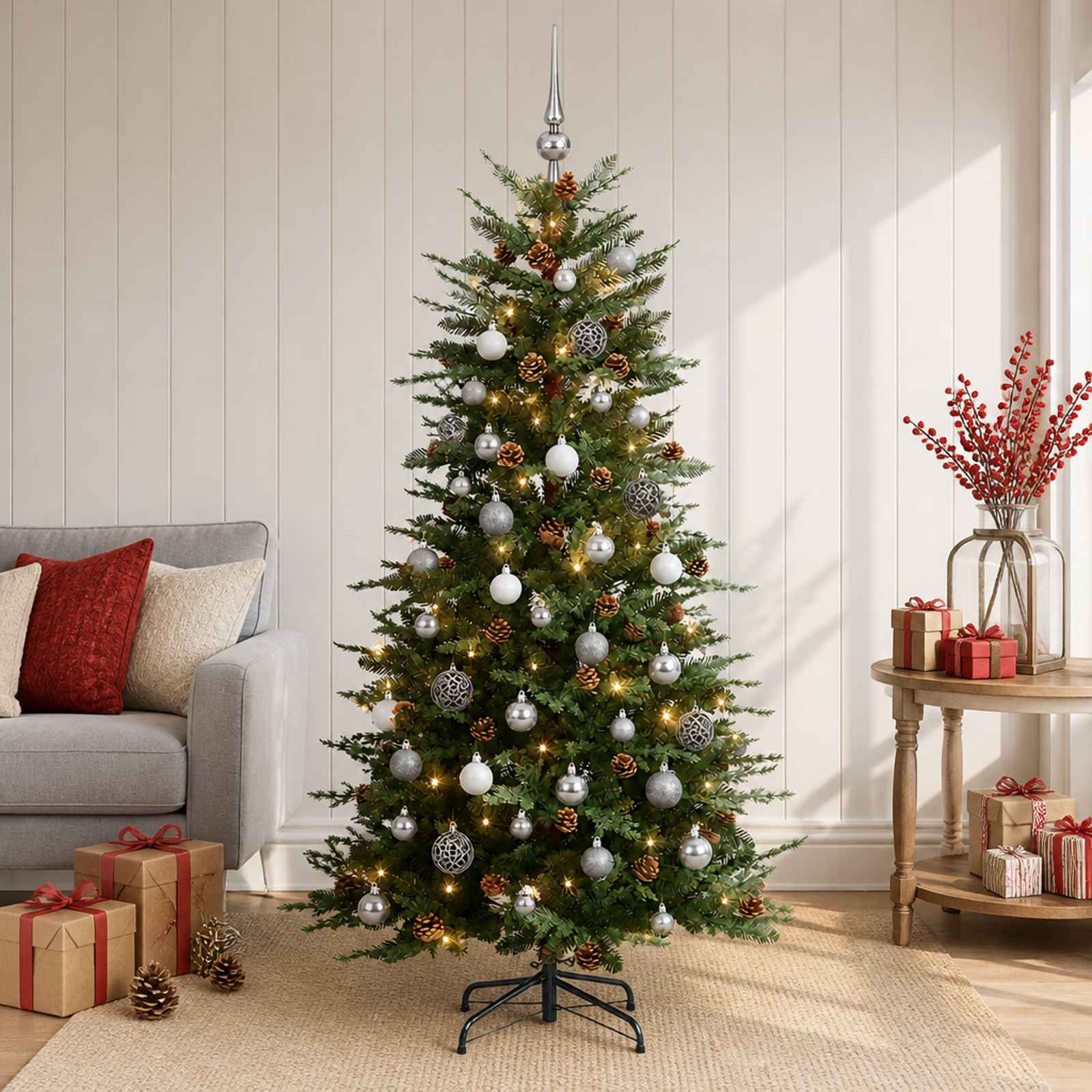 3466194_1.jpg vidaXL Umelý Sklápací Vianočný Stromček 150 cm 150 LED Teplá biela – Obrázok 1