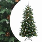 vidaXL Umelý Sklápací Vianočný Stromček 150 cm 150 LED Teplá biela – Obrázok 2