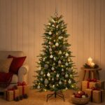 vidaXL Umelý Sklápací Vianočný Stromček 150 cm 150 LED Teplá biela – Obrázok 3