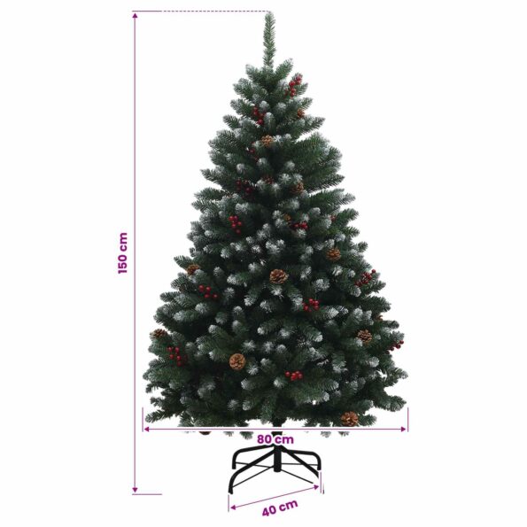 vidaXL Umelý vianočný stromček zelený s guľami 150 cm 150 LED – Obrázok 11