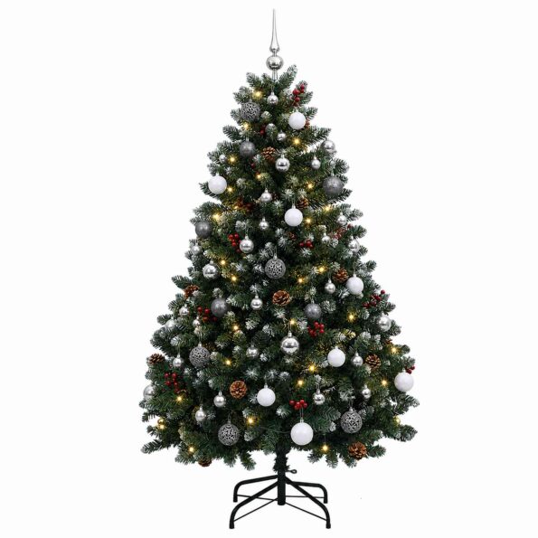 vidaXL Umelý vianočný stromček zelený s guľami 150 cm 150 LED – Obrázok 4