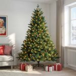 vidaXL Umelý Sklápací Vianočný Stromček 210 cm 300 LED Teplá biela – Obrázok 3