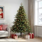 vidaXL Umelý Sklápací Vianočný Stromček 210 cm 300 LED Teplá biela – Obrázok 3