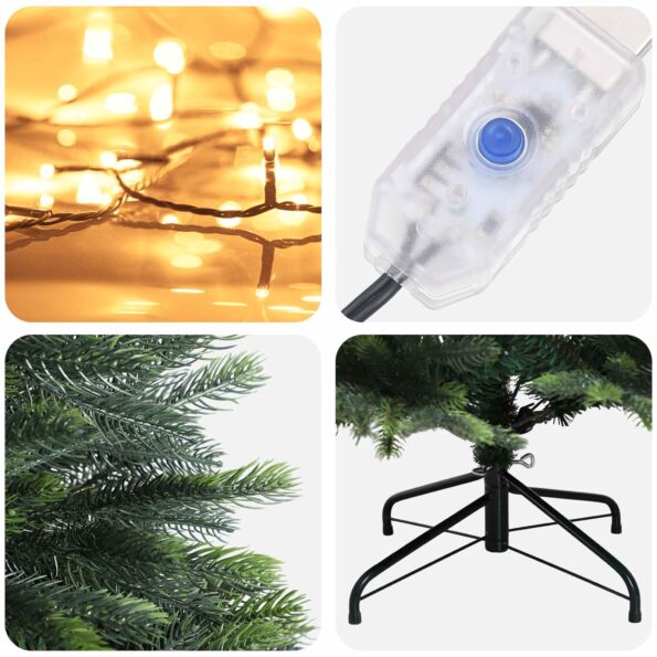 vidaXL Umelý Sklápací Vianočný Stromček 210 cm 300 LED Teplá biela – Obrázok 7