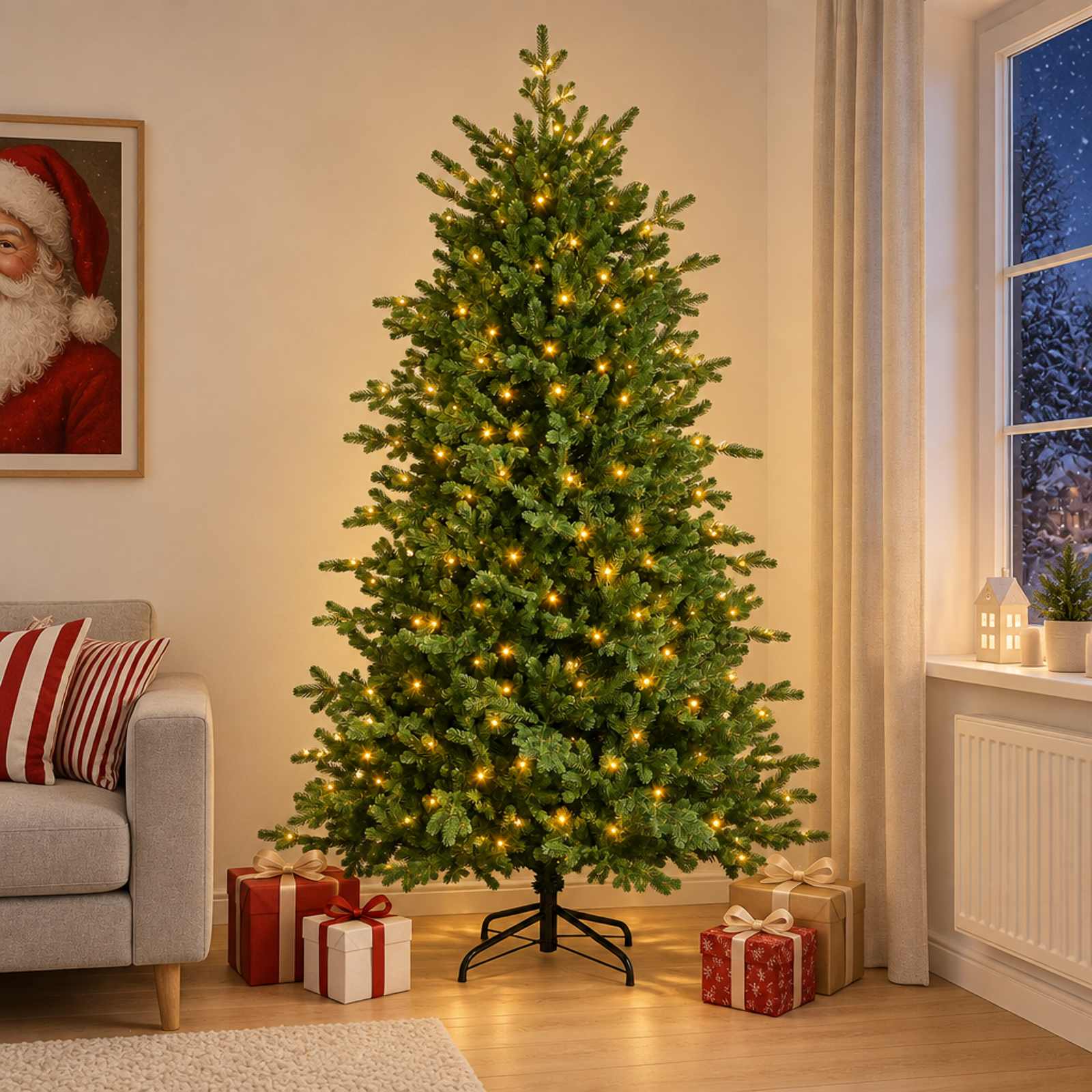 3466293_1.jpg vidaXL Umelý Sklápací Vianočný Stromček 240 cm 300 LED Teplá biela – Obrázok 1