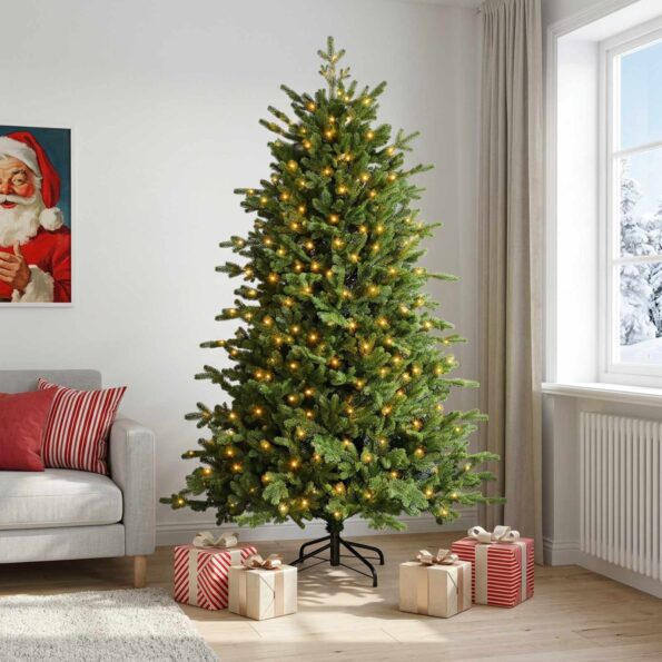 vidaXL Umelý Sklápací Vianočný Stromček 240 cm 300 LED Teplá biela – Obrázok 3