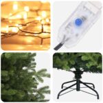 vidaXL Umelý Sklápací Vianočný Stromček 240 cm 300 LED Teplá biela – Obrázok 7