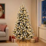 vidaXL Umelý Sklápací Vianočný Stromček 210 cm 300 LED Teplá biela