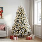 vidaXL Umelý Sklápací Vianočný Stromček 210 cm 300 LED Teplá biela – Obrázok 3