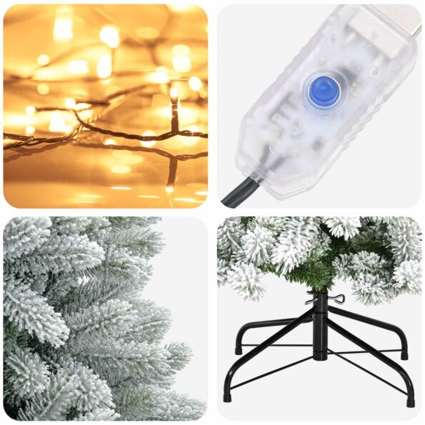 vidaXL Umelý Sklápací Vianočný Stromček 210 cm 300 LED Teplá biela – Obrázok 7