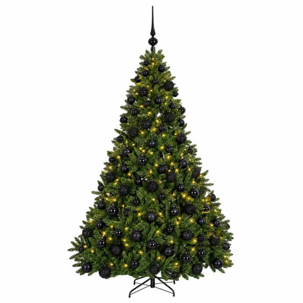 vidaXL Umelý vianočný stromček svetlozelený s vianočnými guľami 240 cm – Obrázok 4