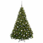 vidaXL Umelý vianočný stromček svetlozelený s vianočnými guľami 240 cm – Obrázok 4