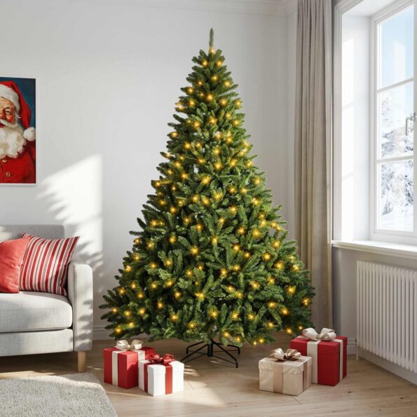 vidaXL Umelý Sklápací Vianočný Stromček 300 cm 600 LED Teplá biela – Obrázok 3