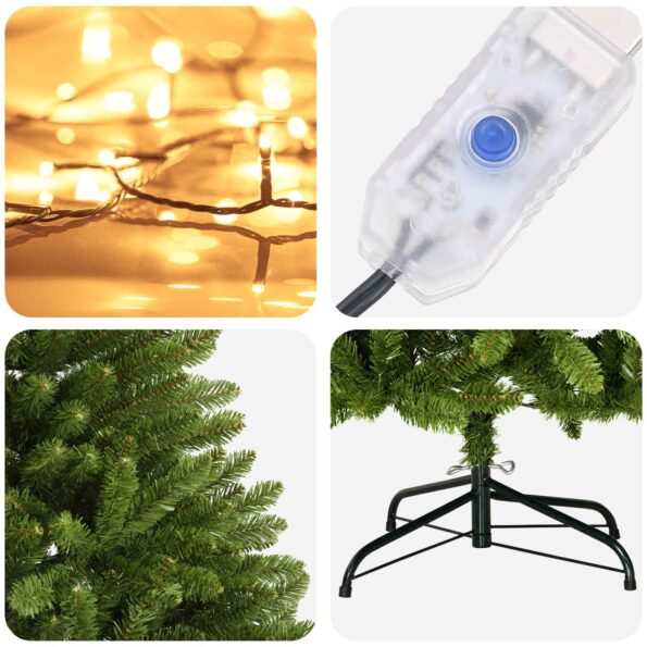 vidaXL Umelý Sklápací Vianočný Stromček 300 cm 600 LED Teplá biela – Obrázok 7