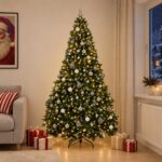 vidaXL Umelý vianočný stromček zelený s ozdobami 300 cm 600 LED