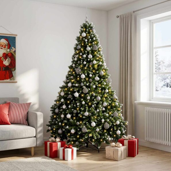 vidaXL Umelý vianočný stromček zelený s ozdobami 300 cm 600 LED – Obrázok 3