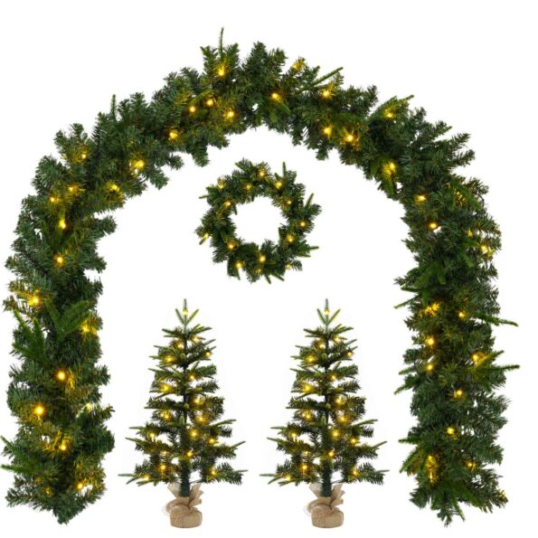 vidaXL Súprava mini vianočných stromčekov 45 cm 125 LED Teplá biela – Obrázok 2