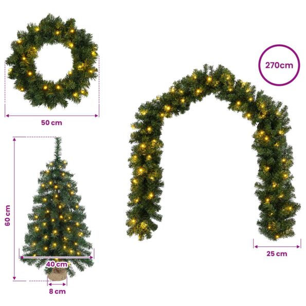 vidaXL Súprava mini vianočných stromčekov 60 cm 125 LED Teplá biela – Obrázok 10