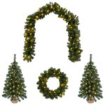 vidaXL Súprava mini vianočných stromčekov 60 cm 125 LED Teplá biela – Obrázok 2