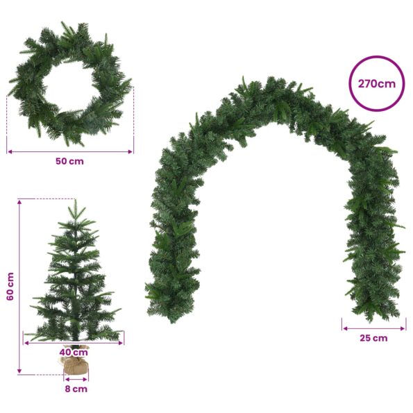 vidaXL Súprava mini vianočných stromčekov 60 cm PVC a PE Zelená – Obrázok 7