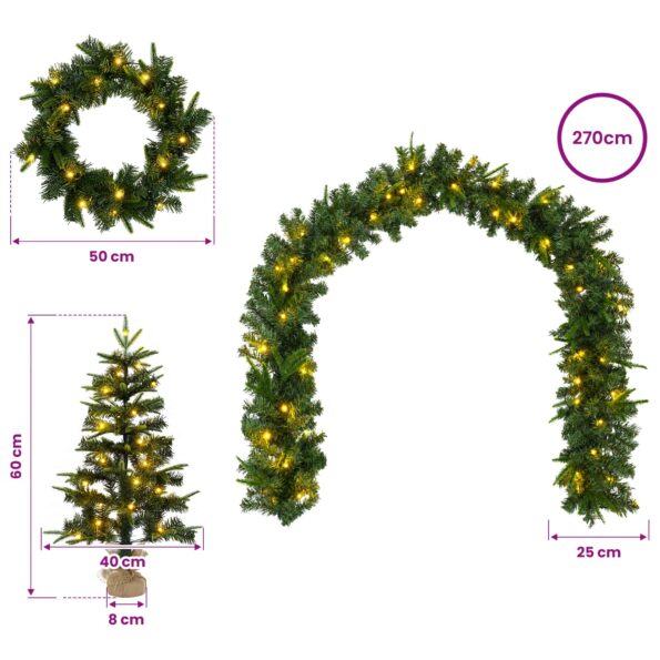 vidaXL Súprava mini vianočných stromčekov 60 cm 125 LED Teplá biela – Obrázok 10