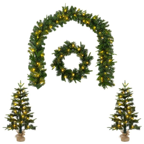 vidaXL Súprava mini vianočných stromčekov 60 cm 125 LED Teplá biela – Obrázok 2