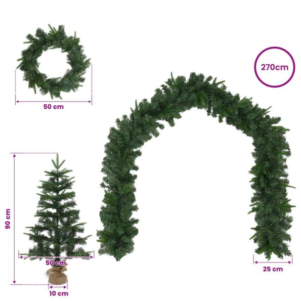 vidaXL Súprava mini vianočných stromčekov 90 cm PVC a PE Zelená – Obrázok 7
