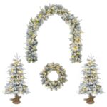 vidaXL Súprava mini vianočných stromčekov 90 cm 175 LED Teplá biela – Obrázok 2