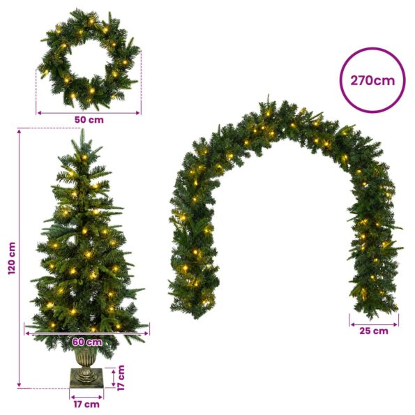 vidaXL Súprava mini vianočných stromčekov 120 cm 275 LED Teplá biela – Obrázok 10