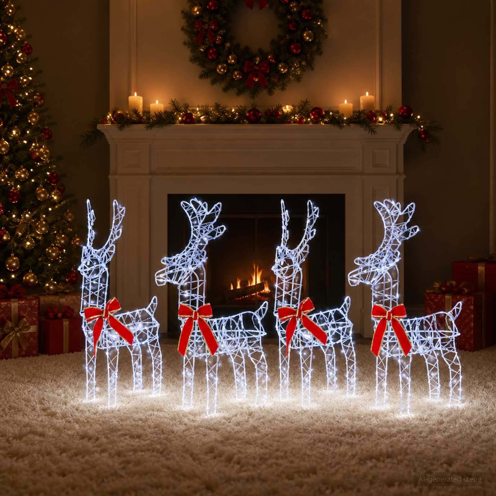 3469675_1.jpg vidaXL Vianočný sob 4 ks 360 LED Studená biela 33 x 12 x 55 cm – Obrázok 1