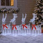vidaXL Vianočný sob 4 ks 360 LED Studená biela 33 x 12 x 55 cm – Obrázok 3