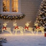 vidaXL Vianočný sob 4 ks 80 LED Teplá biela 43 x 19 x 65 cm